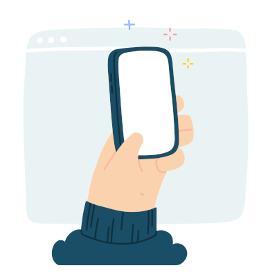 Illustration von einer Hand mit Telefon